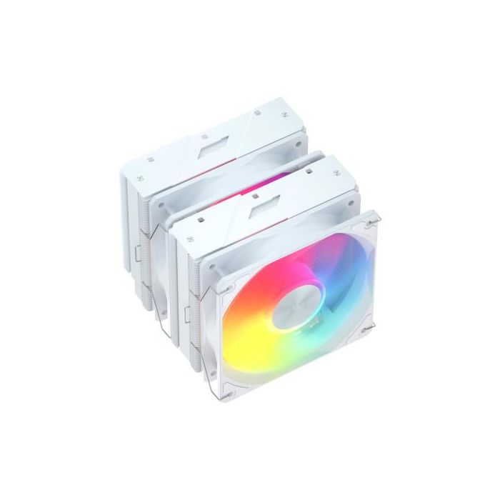 FSP MP7-WA - Refrigerador de aire CPU, 6 tubos de calor, 2 ventiladores PWM de 120 mm ARGB (800-1800 RPM) blanco, compatible con Intel LGA 1851/1700/1200 y AMD AM4/AM5