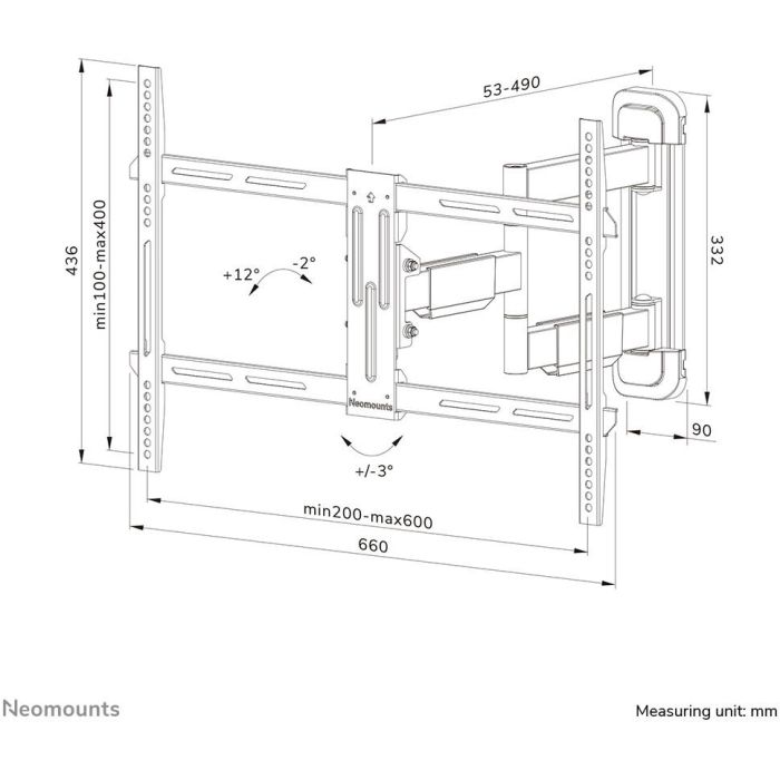 Neomounts WL40-550BL16 Soporte de Pared Full Motion para TV 40-65", Max 40 kg, VESA 200x100-600x400, Inclinable, Giratorio, Gestión Cables, Negro 8 Neomounts WL40-550BL16 Soporte de Pared Full Motion para TV 40-65", Max 40 kg, VESA 200x100-600x400, Inclinable, Giratorio, Gestión Cables, Negro 8
