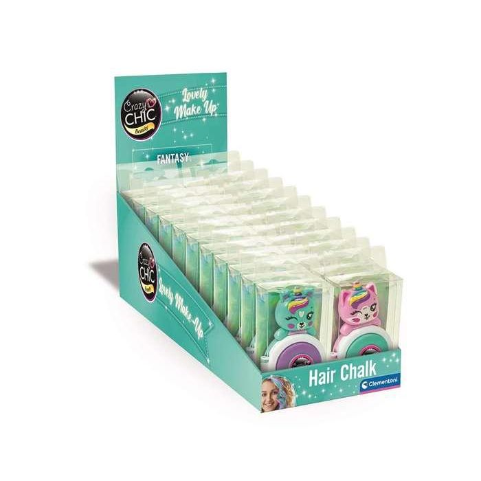 Clementoni Lovely Hair Chalk Display Set de Tizas de Colores para Pelo, Juguete Creativo Maquillaje Infantil Niños +6 Años 1 Clementoni Lovely Hair Chalk Display Set de Tizas de Colores para Pelo, Juguete Creativo Maquillaje Infantil Niños +6 Años 1