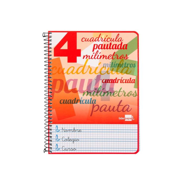 Cuaderno Espiral Liderpapel Cuarto Pautaguia Tapa Dura 80H75 gr Cuadro Pautado 4 mm Con Margen 6 unidades 1