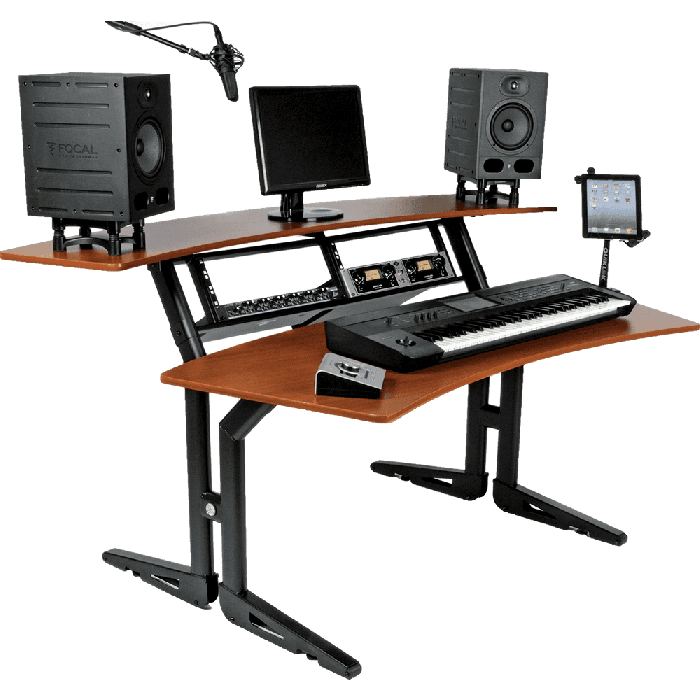 Mueble Estudio (Workstation) Con Dos Niveles & Soporte Rack 4X2U - Cerezo 1 Mueble Estudio (Workstation) Con Dos Niveles & Soporte Rack 4X2U - Cerezo 1