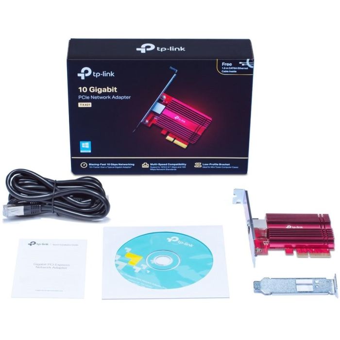 TP-Link TX401 Adaptador de red PCI Express 10 Gigabit, compatible con Windows y Linux, incluye cable CAT6A 4 TP-Link TX401 Adaptador de red PCI Express 10 Gigabit, compatible con Windows y Linux, incluye cable CAT6A 4