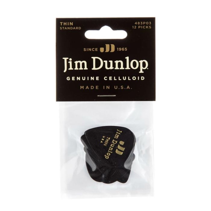 Dunlop Pack 72 Púas Genuine Celluloid Classic Negra - Thin 3