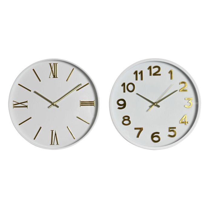 Reloj Pared Glam DKD Home Decor Blanco Dorado 4 x 30 x 30 cm (2 Unidades)