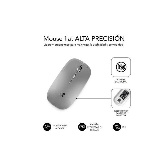 SUBBLIM Raton Dual Flat Mouse Silver Rechargeable 1 SUBBLIM Raton Dual Flat Mouse Silver Rechargeable 1