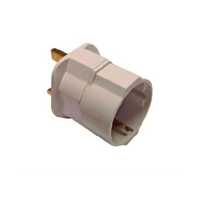 Adaptador europeo a reino unido 13 a 250 v blanco (retractilado) Adaptador europeo a reino unido 13 a 250 v blanco (retractilado)