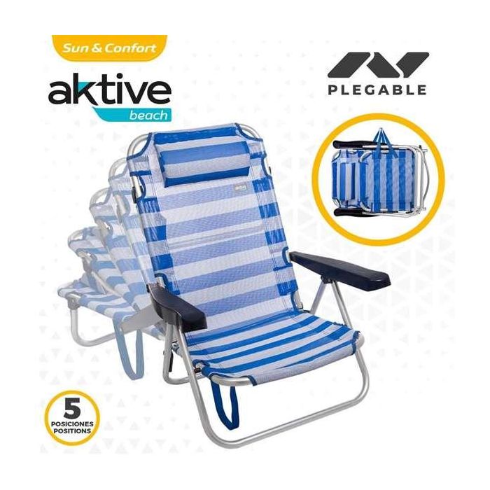 Silla playa plegable aluminio posiciones marinera 48x48,5x84 cm 7 Silla playa plegable aluminio posiciones marinera 48x48,5x84 cm 7