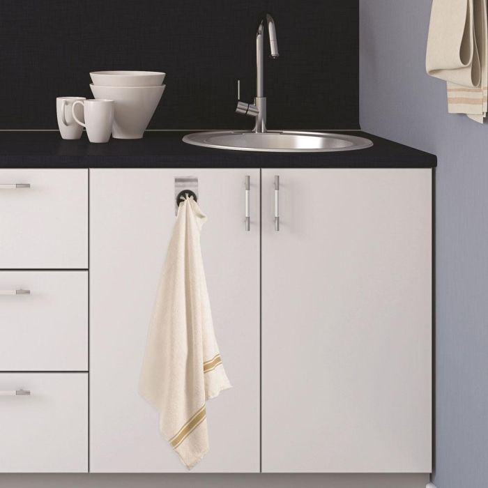 Je cherche une Idee Colgador Paño Adhesivo Acero Inoxidable con Soporte de Silicona 3x5x8 cm 3