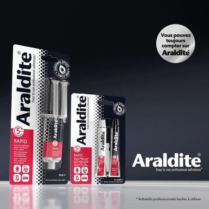 Pegamento - ARALDITE - TUBOS RÁPIDOS 2X15ML - Alto rendimiento - Fraguado rápido - Multimaterial 3