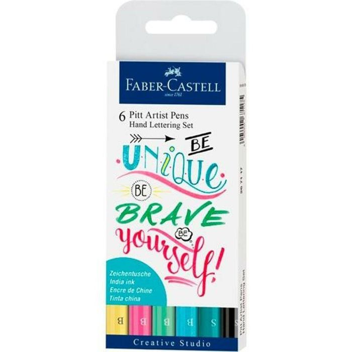 Set de Rotuladores Faber-Castell Pitt Artist Caligrafía Estuche Pastel (5 Unidades) 1