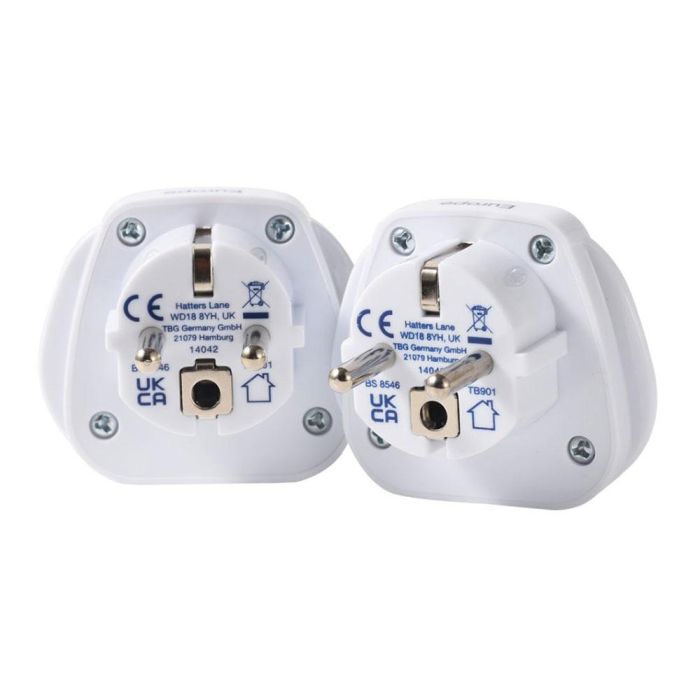 Pack de 2 adaptadores entrada multiple mundial a salida clavija europa, tb-902, travel blue 1