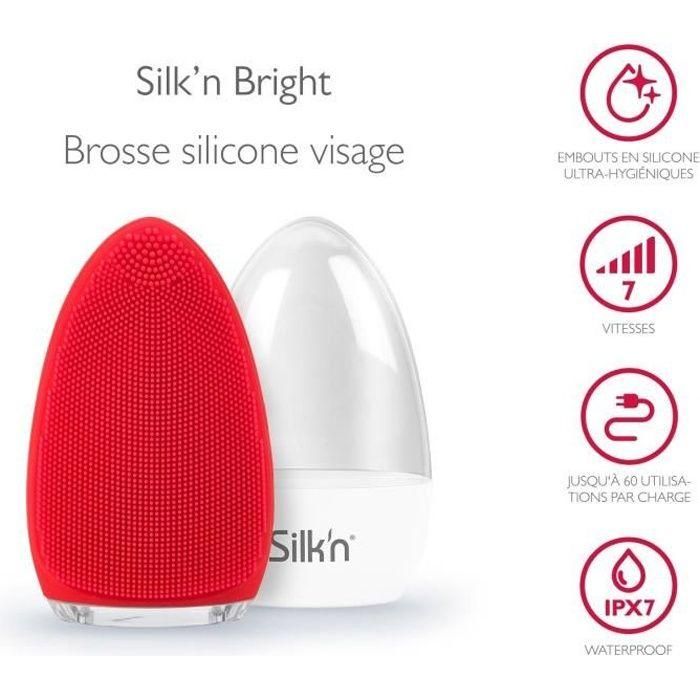 Silk'n FB1PE1001 Brillante Cepillo de Limpieza Facial Recargable en Silicona Médica - Limpieza Profunda por Micro-Oscilaciones - Impermeable - Ideal para Ducha