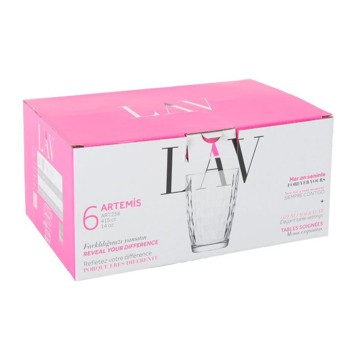 Lav Set de 6 Vasos Artemis de 415 ml, medidas 8,6 x 8,6 x 12 cm (8 Cajas) 2