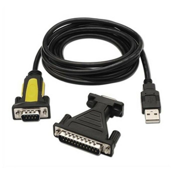 Nanocable Cable Conversor USB Tipo A a RS232 DB9 con Adaptador DB25 Macho 1.8m Negro, para Windows, Linux, Mac 2