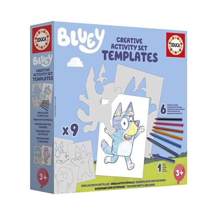 Set creativo plantillas de bluey con 9 modelos diferentes ¡dibuja y colorea con las ceras! 3 Set creativo plantillas de bluey con 9 modelos diferentes ¡dibuja y colorea con las ceras! 3
