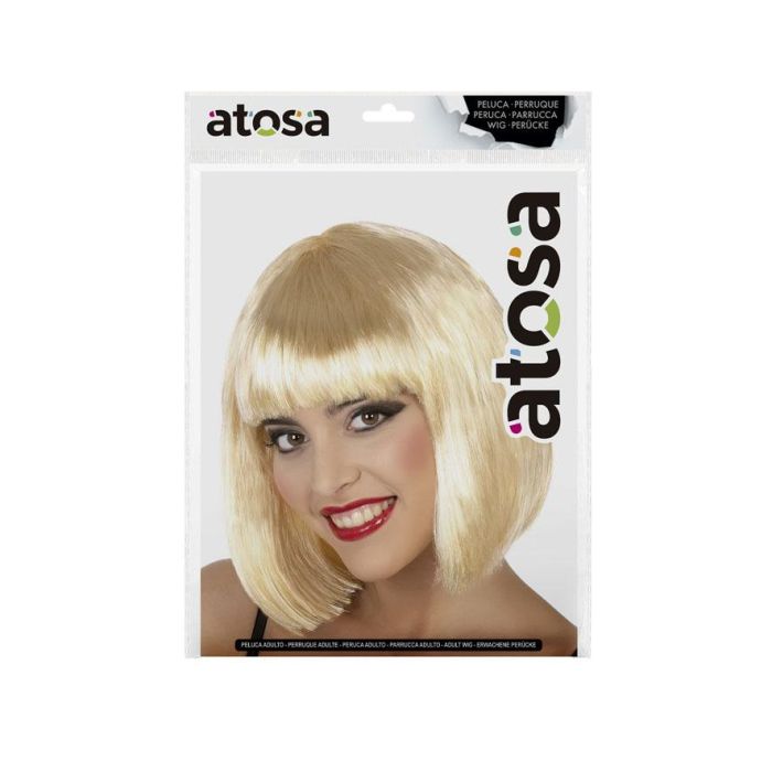 Peluca Rubia Lisa Corta con Flequillo Recto 100g para Disfraces de Estrella del Pop, Muñeca o Años 60 1