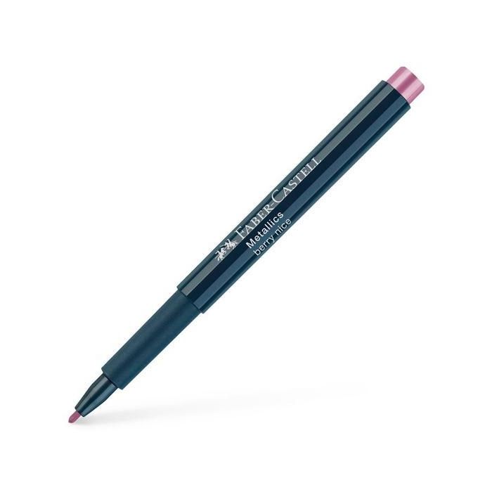 Faber Castell Rotulador Punta de Fibra Metallics Marker Berry Nice, 10 Unidades, Tinta al Agua, Trazo 1.5mm, Para Múltiples Superficies (10 Unidades)