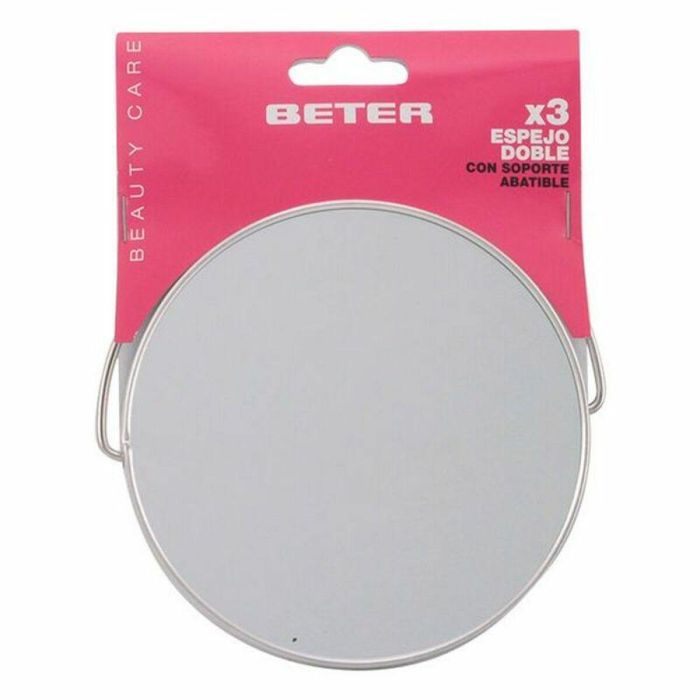 Beter Espejo metálico doble con aumento 3x y soporte abatible para maquillaje de precisión y cuidado personal 12,2 cm 1 Beter Espejo metálico doble con aumento 3x y soporte abatible para maquillaje de precisión y cuidado personal 12,2 cm 1