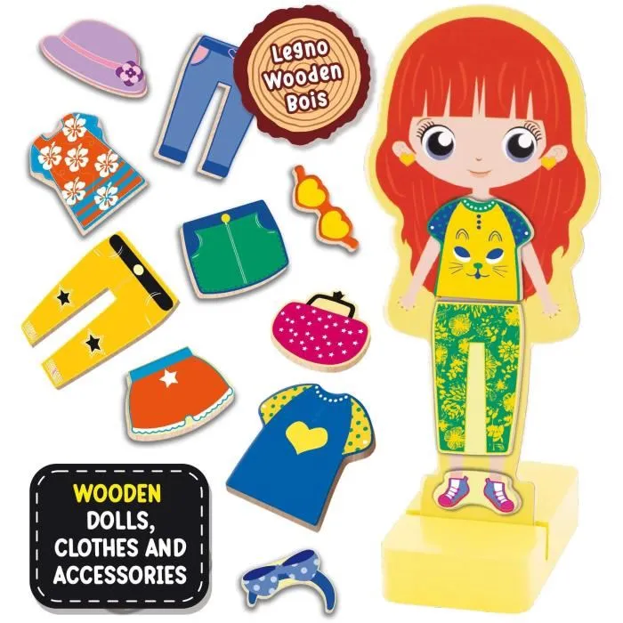 Lisciani Giochi Muñeca de Madera LIS8008324098361 para Crear Fantásticos Conjuntos Método Montessori 2