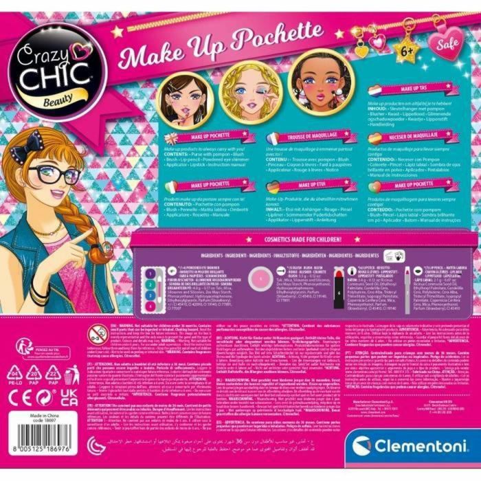 Clementoni 8005125186976 Crazy Chic Pocket Maquillaje Lavable Contiene 5 Productos de Maquillaje 1