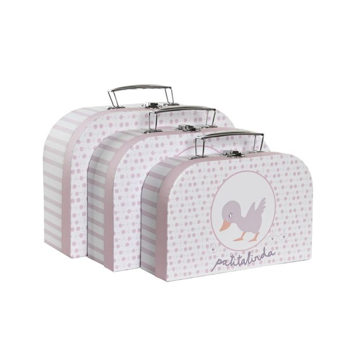 Caja Baby DKD Home Decor Rosa Multicolor 9.5 x 20 x 28 cm Set de 3 1