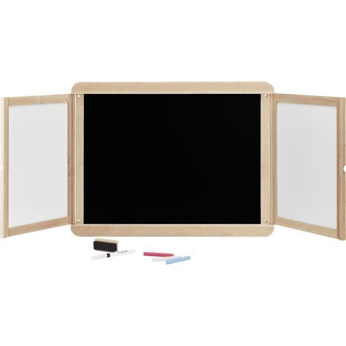 Jeujura JEU3225280880402 Tríptico mural: Pizarra de tiza con 2 paneles, lado blanco y tiza 1