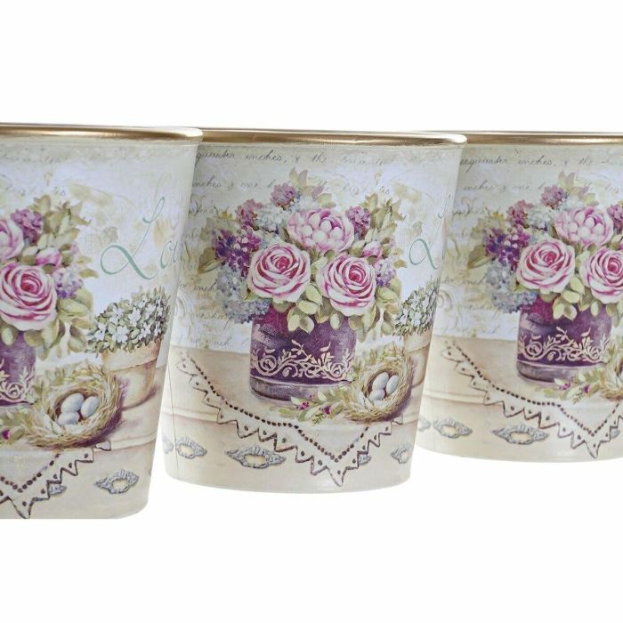 Macetero Shabby DKD Home Decor Rosa Beige 12 x 14 x 38 cm Set de 3 1