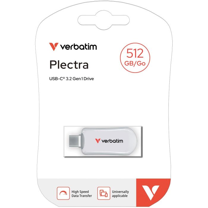 STICK 512GB Verbatim Plectra White USB-C Flash Drive 30231 3 STICK 512GB Verbatim Plectra White USB-C Flash Drive 30231 3
