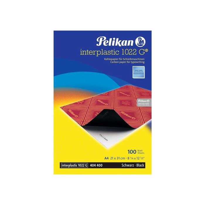 Pelikan Papel Carbón Interplastic Negro DIN A4 para Mecanografía, Caja de 100 Hojas