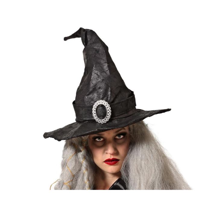 Sombrero De Bruja Negro Arrugado Con Hebilla Para Adulta Halloween Disfraz Misterioso Clásico