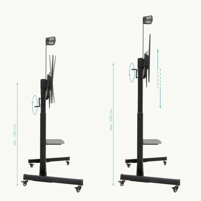 TooQ FS20406HM-B Soporte de Suelo con Ruedas para TV 60-100 Pulgadas, 130 kg, Ajustable en Altura, Negro 6 TooQ FS20406HM-B Soporte de Suelo con Ruedas para TV 60-100 Pulgadas, 130 kg, Ajustable en Altura, Negro 6