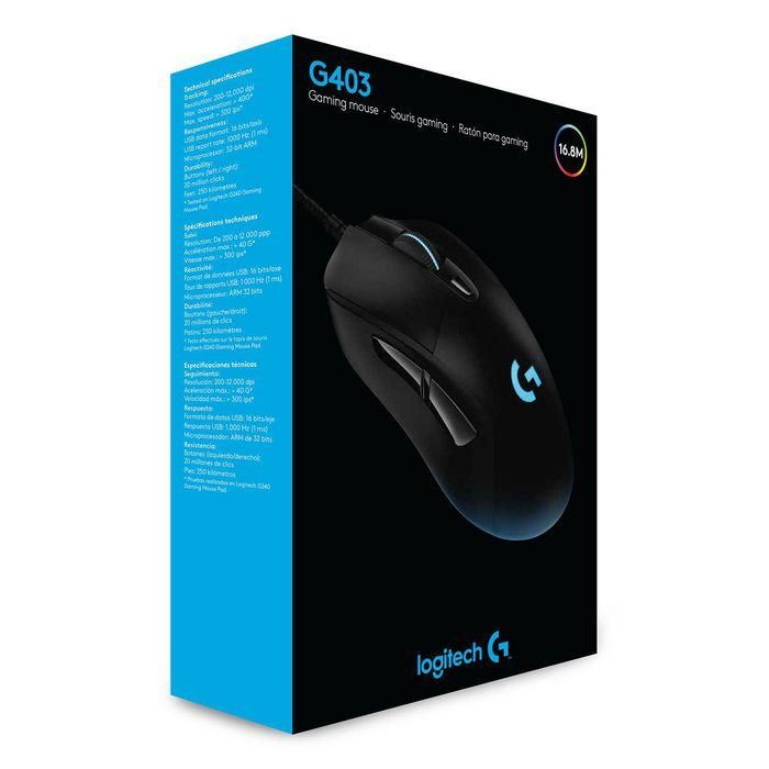 Logitech G403 Hero Ratón Gaming USB, Sensor HERO 25K, RGB LIGHTSYNC, 25600 DPI, 6 Botones Programables, Pesa Ajustable - 910-005633 12 Logitech G403 Hero Ratón Gaming USB, Sensor HERO 25K, RGB LIGHTSYNC, 25600 DPI, 6 Botones Programables, Pesa Ajustable - 910-005633 12