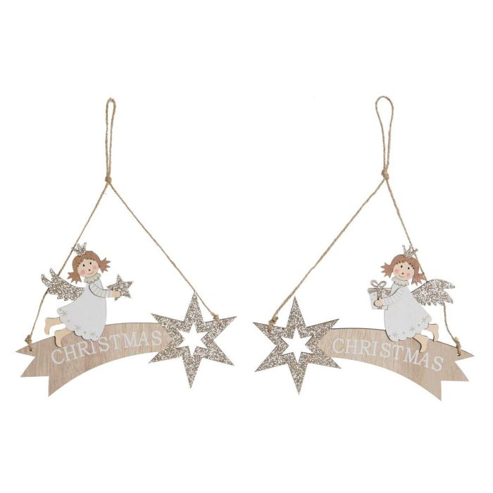Decoracion Colgante Navidad Moderna DKD Home Decor Blanco Dorado 0.5 x 15 x 22.5 cm (2 Unidades) Decoracion Colgante Navidad Moderna DKD Home Decor Blanco Dorado 0.5 x 15 x 22.5 cm (2 Unidades)