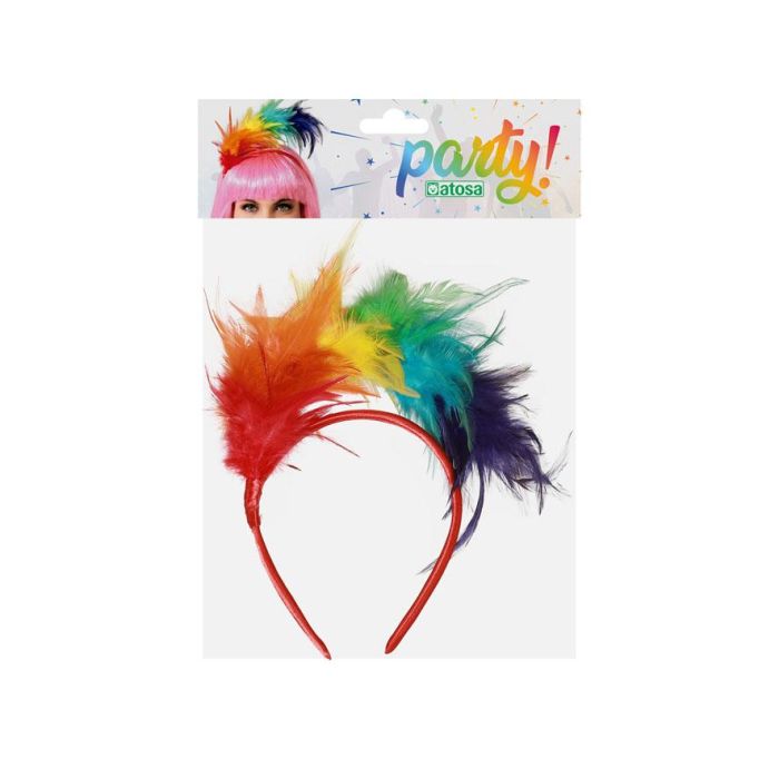 Diadema de Plumas Arcoíris con Tocado para Disfraces de Showgirl, Carnaval y Drag Queen 1 Diadema de Plumas Arcoíris con Tocado para Disfraces de Showgirl, Carnaval y Drag Queen 1