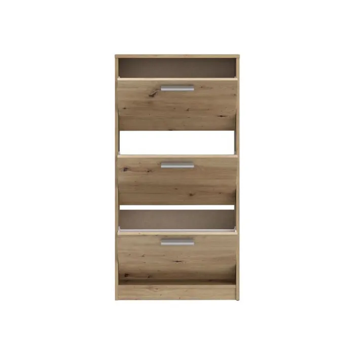 MAC Zapatero MSA312D78 - Mueble para 6 Pares, Acabado Roble, 3 Puertas Abatibles, Ancho 58,2 x Profundidad 20,4 x Alto 115,5 cm 4 MAC Zapatero MSA312D78 - Mueble para 6 Pares, Acabado Roble, 3 Puertas Abatibles, Ancho 58,2 x Profundidad 20,4 x Alto 115,5 cm 4