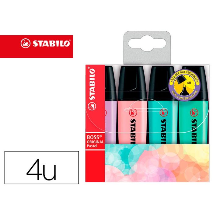 Stabilo Marcador Fluorescente Boss Original C-Surtidos Pastel Blíster 4 Ud