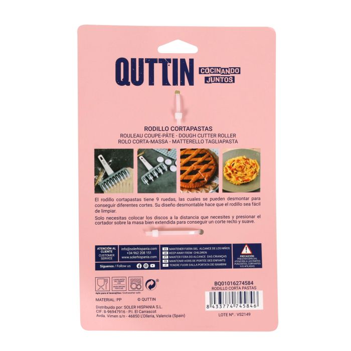 Quttin Rodillo Corta Pastas Zig-Zag 17x13.5x4 cm (12 Unidades)