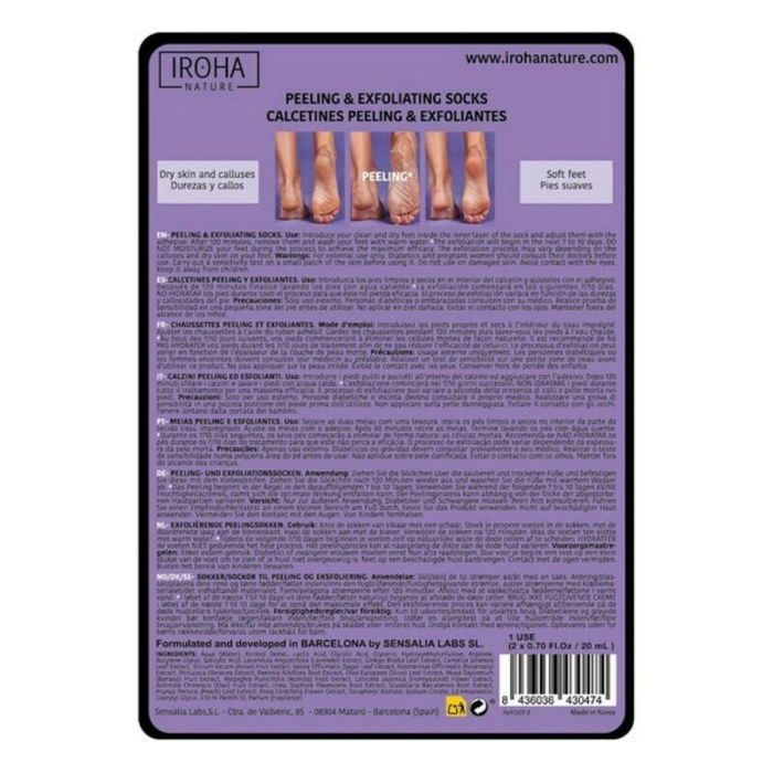 Iroha Nature Mascarilla Exfoliante de Pies en Calcetines con Lavanda para Peeling. Elimina piel seca, durezas y renueva. 1 Iroha Nature Mascarilla Exfoliante de Pies en Calcetines con Lavanda para Peeling. Elimina piel seca, durezas y renueva. 1