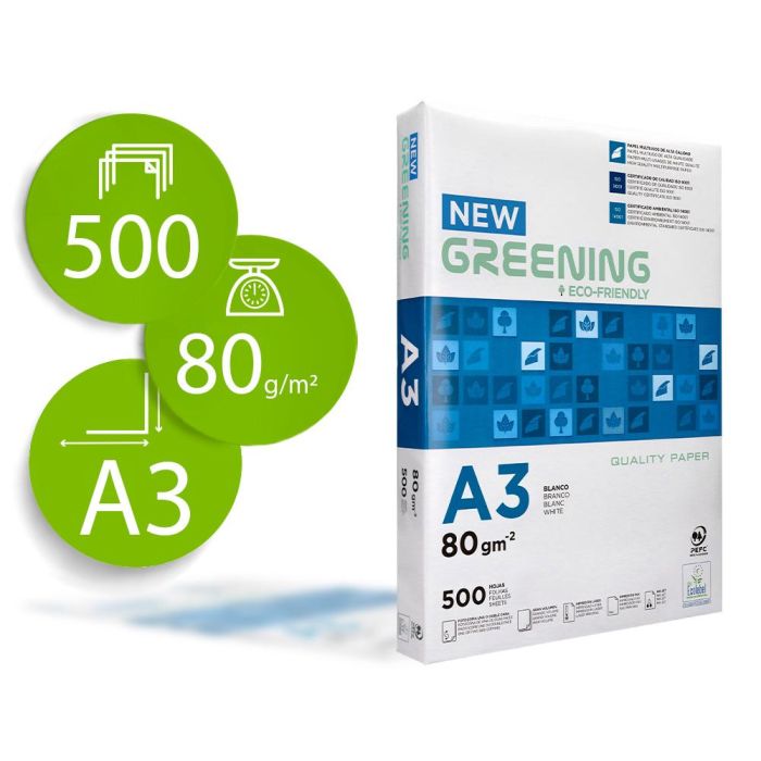 Papel Fotocopiadora Greening Din A3 80 gramos Paquete De 500 Hojas 150 unidades