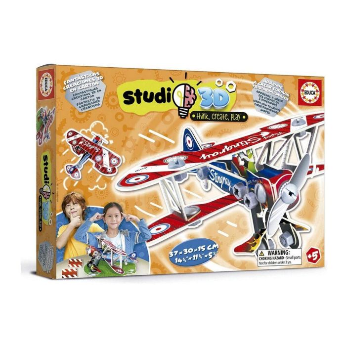 Educa 19185 Puzzle Avión Studio 3D para Montar, Kit de Construcción Educativo con 20 Piezas, Tornillos y Tuercas, +5 Años Educa 19185 Puzzle Avión Studio 3D para Montar, Kit de Construcción Educativo con 20 Piezas, Tornillos y Tuercas, +5 Años