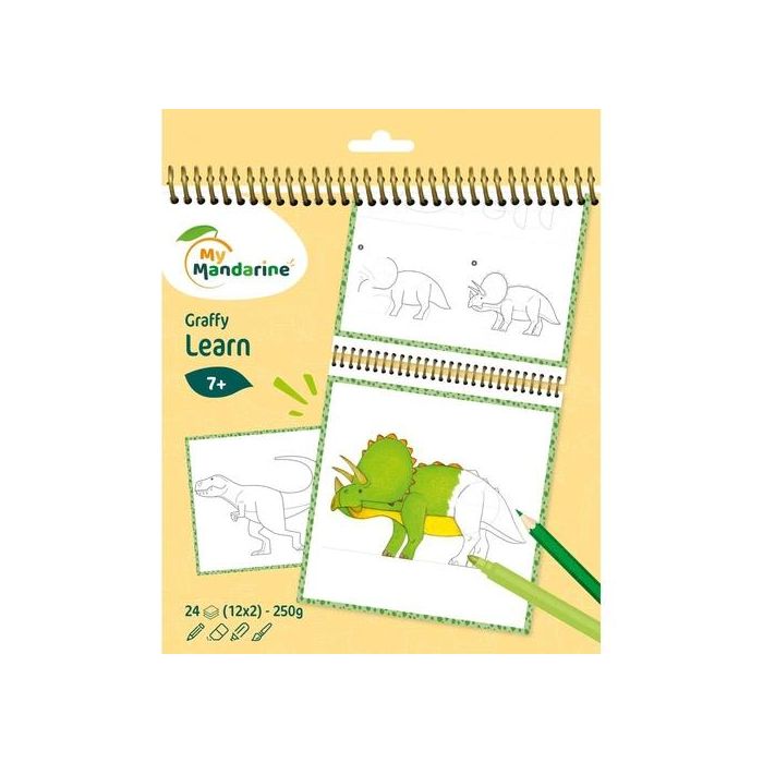 Libro De Colorear Avenue Mandarine Aprende A Dibujar Dinosaurios 250G 24H
