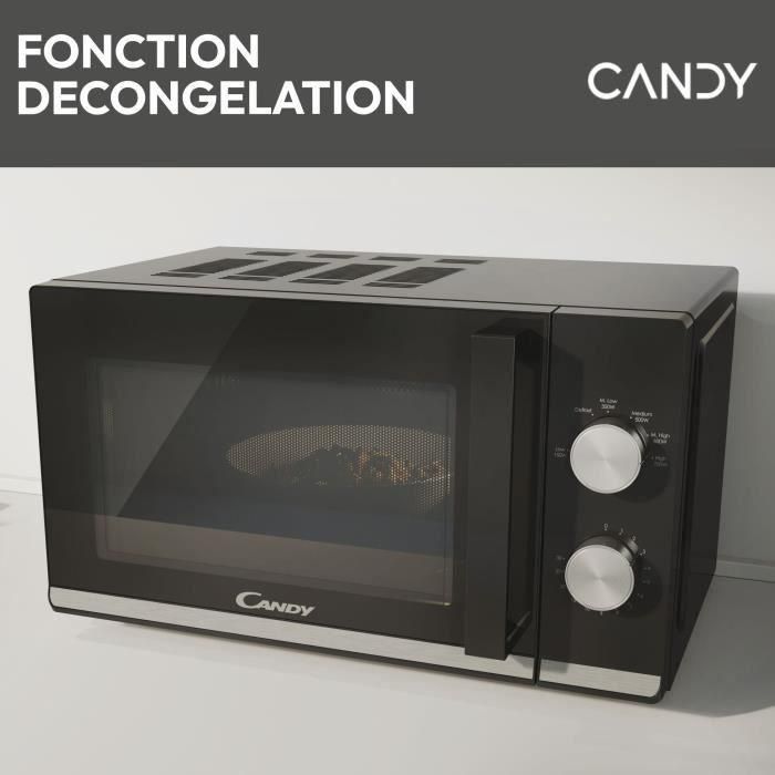Candy CMW20TNMB Lay Free Microondas Monofunción 20L 700W con Bandeja Giratoria 24.5 cm Negro Control Mecánico 3