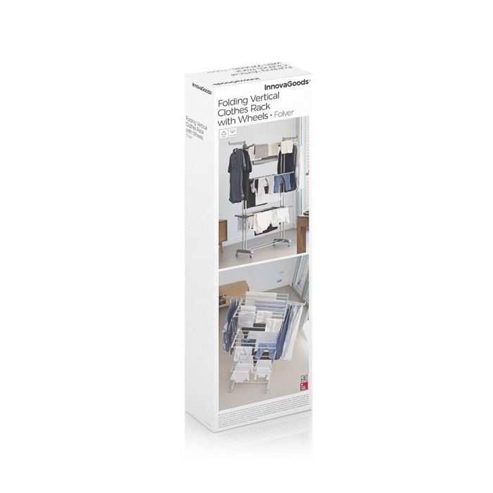 Tendedero Plegable Vertical con Ruedas Folver InnovaGoods 24 Barras 1 Tendedero Plegable Vertical con Ruedas Folver InnovaGoods 24 Barras 1