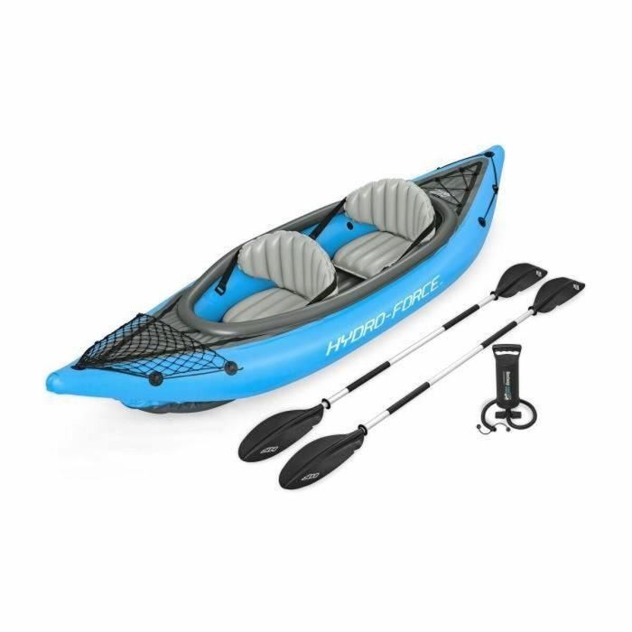 Bestway BES6941607358030 Kayak Hinchable Hydro-Force Cove Champion X2, 2 Plazas, 331x88cm, 180kg Máx, 2 Remos, Aletas Extraíbles
