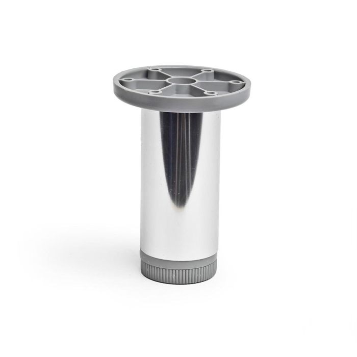Rei Pata cilíndrica de aluminio acabado cromo brillo mod.405 Ø3,9x10cm para muebles bajos