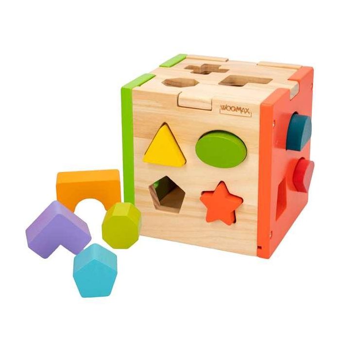 Cubo actividades de madera con 14 piezas woomax 1 Cubo actividades de madera con 14 piezas woomax 1