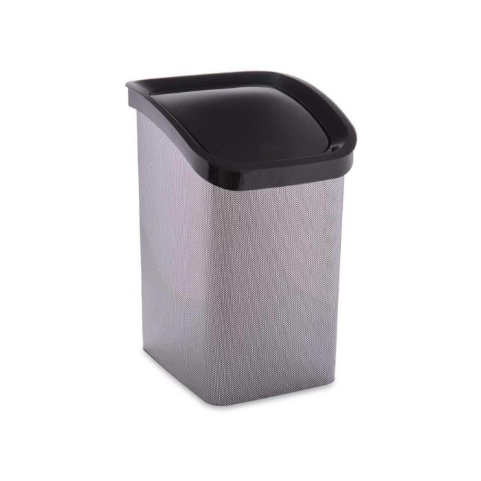 Papelera de plástico basculante fibra carbono 23L Berilo 27x43x34 cm gris oscuro (6 Unidades) 1