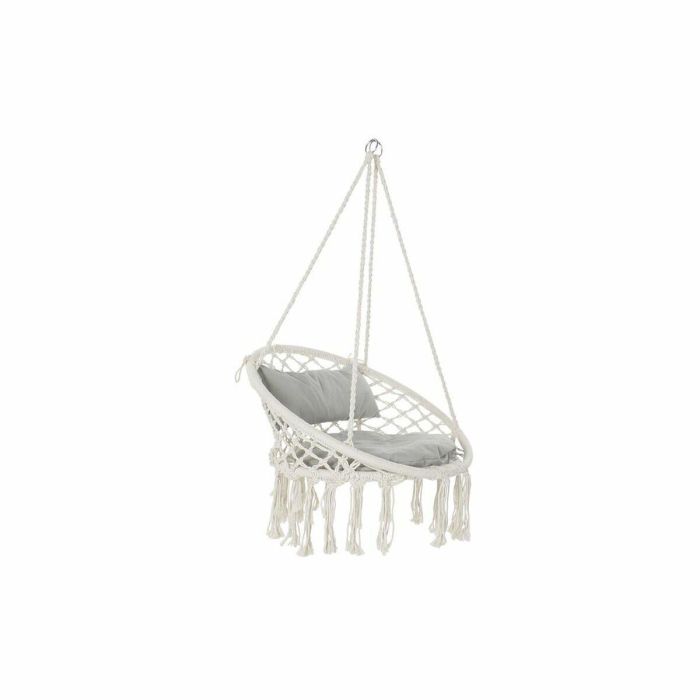 DKD Home Decor Silla Colgante para Terraza y Jardín Crudo y Gris con Cojín, hasta 100 kg, Algodón Bambú Poliéster L62xAn82xAl123cm DKD Home Decor Silla Colgante para Terraza y Jardín Crudo y Gris con Cojín, hasta 100 kg, Algodón Bambú Poliéster L62xAn82xAl123cm