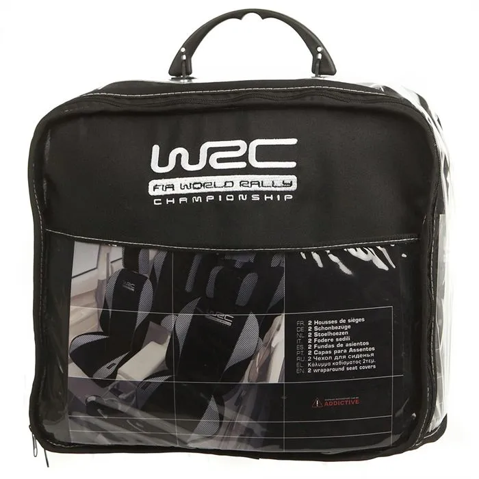 WRC Fundas Asientos Coche Rallye Cover Set Terciopelo Negro Malla Plateada Compatible Airbag Lateral 3