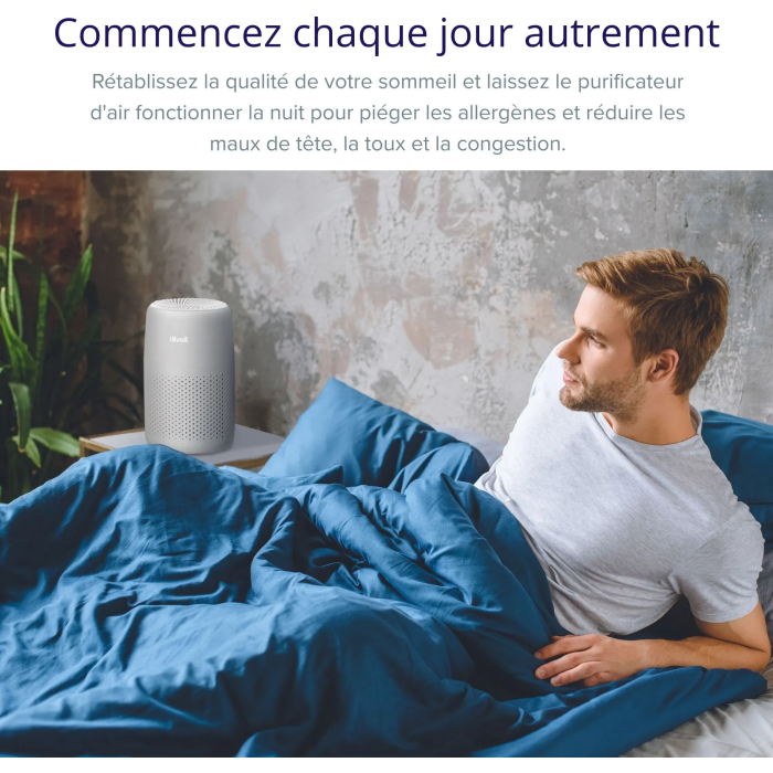 Levoit LEV1711486200708 Purificador de Aire Core Mini Pro Gris - Filtración de 3 Etapas, Sensor de Calidad del Aire, Para Habitaciones de hasta 16 m2, 7 W